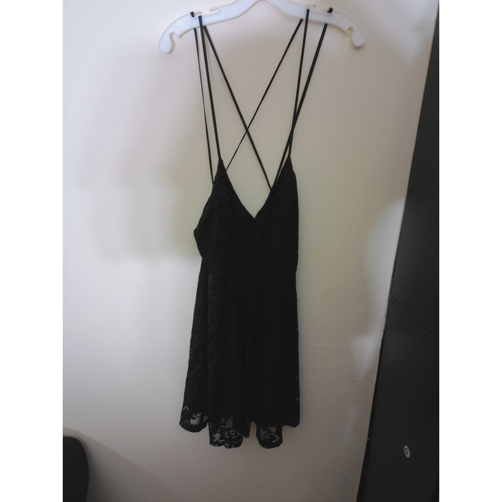 Kimchi Blue Lace Dress Womens S Black Vtg Inspo Cross Back Fit & Flare Coquette
